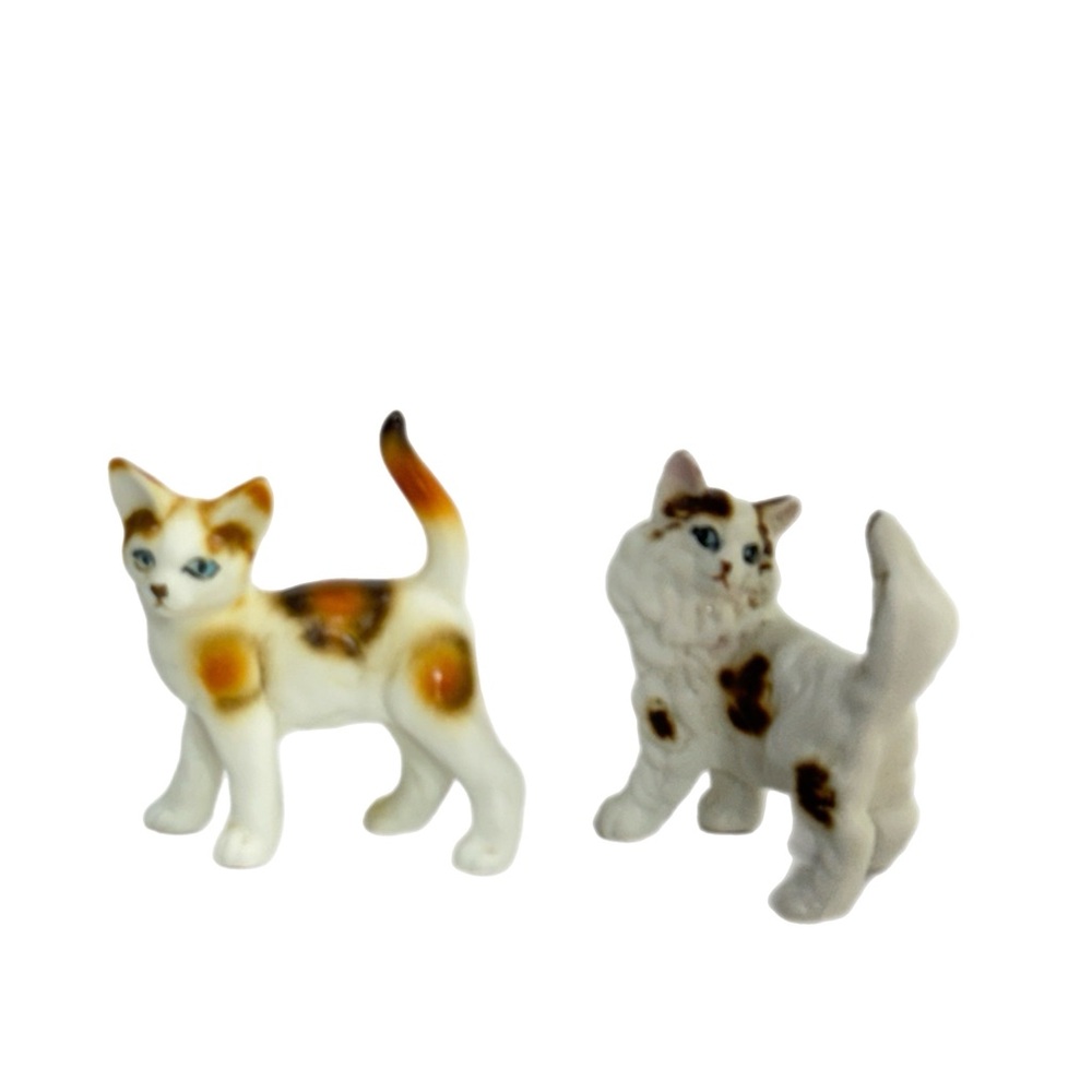 Bone China Calico and Persian Cat Figurines